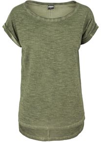 Urban Classics Herren Kurzarmshirt "Urban Classics Damen Ladies Long Back Shaped Spray Dye Tee", grün, casual, Gr. S, colorblocking, 100% Baumwolle,
