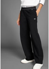 Kangaroos Damen Jerseyhose, schwarz-weiß, casual, Gr. 34, unifarben mit Farbeinsatz, unifarben, bedruckt, Sweatware, Obermaterial: 95% Baumwolle, 5%