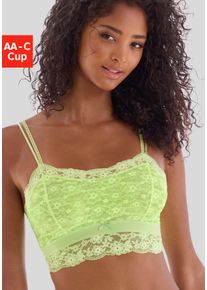 Vivance Damen Bralette-BH, Gr. 80, grün, Spitze, Obermaterial: 86% Polyamid, 14% Elasthan, feminin, BHs, aus blumiger Spitze in leichter Longform,