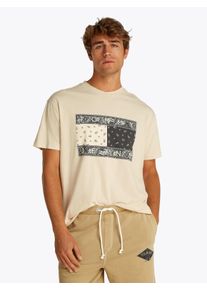 Tommy Jeans Herren T-Shirt "TJM RLX PAISLEY FLAG TEE EXT", beige, casual, Gr. M, Single Jersey, Obermaterial: 100% Baumwolle, Shirts