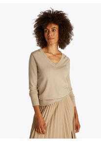 Tommy Hilfiger Damen V-Ausschnitt-Pullover, grün, Basic, Gr. XXL, unifarben, Feinstrick, Obermaterial: 67% Baumwolle, 33% Polyamid, Pullover, mit