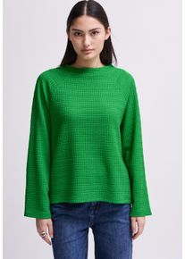 Damen Langarmshirt, grün, casual, Gr. 44, STREET ONE STUDIO, unifarben, Stoff, 73% Polyester, 23% Viskose, 4% Elasthan, Shirts, aus elastischem