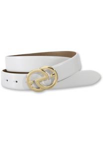 Silbergift Damen Koppelgürtel, weiß, elegant,feminin,klassisch,modisch, Gr. 85, unifarben, Rindsleder, Gürtel, mit grafischer Schließe