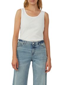 s.Oliver Damen Stricktop, weiß, casual, Gr. 46, unifarben, Rippstrick, Obermaterial: 100% Baumwolle, Tops, in Ripp-Optik
