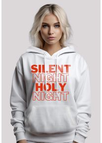 F4NT4STIC Damen Kapuzenpullover "Weihnachten silent night holy night", weiß, casual, Gr. M, Obermaterial: 65% Baumwolle, 35% Polyester, Pullover,