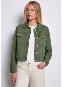 Damen Jeansjacke, grün, casual, Gr. 44, STREET ONE STUDIO, unifarben, Jeans, 99% Baumwolle, 1% Elasthan, Jacken, mit Brusttaschen