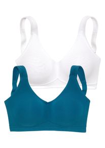 Petite Fleur Damen Soft-BH, Gr. 75, grün, Jersey, Obermaterial: 95% Baumwolle, 5% Elasthan, klassisch, BHs, ohne Bügel, aus weicher Baumwolle