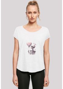 F4NT4STIC Damen T-Shirt "Skelett hält Herzballon", weiß, casual, Gr. XXL, Obermaterial: 100% Baumwolle, Shirts, Premium Qualität