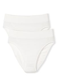 Calida Damen Slip "Elastic Duopack", Gr. M, weiß, Single Jersey, Obermaterial: 94% Baumwolle, 6% Elasthan, unifarben, Unterhosen, mit breitem Softbund