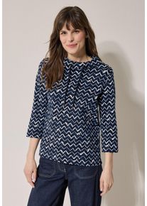 Cecil Damen Langarmshirt, blau, casual, Gr. XL, bedruckt, Web, 100% Baumwolle, Shirts, aus reiner Baumwolle