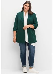 sheego Damen Longblazer "Longblazer", grün, Gr. 42, 100% Polyester, Blazer