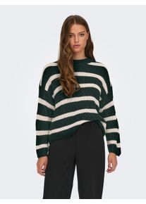 Jacqueline de Yong JDY Damen Strickpullover "JDYJUSTY L/S STRIPE PULLOVER KNT NOOS", grün, modisch, Gr. L, gestreift, Strick, Obermaterial: 100% Polyacryl, Pullover