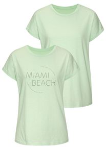 Vivance Damen T-Shirt "mit modischem Frontprint", grün, modisch, Gr. 36, bedruckt, unifarben, Jersey, Obermaterial: 100% Baumwolle, Shirts, aus