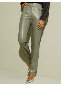 CRÉATION L CREATION L Damen Lederimitathose, grün, Gr. 18, unifarben, 100% Polyester, Hosen