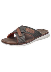 Rieker Herren Pantolette, Gr. 41, grün, Textil, Lederimitat, kontrastfarbene Details, casual, Schuhe, Sommerschuh, Hausschuh, Strandschuh zum