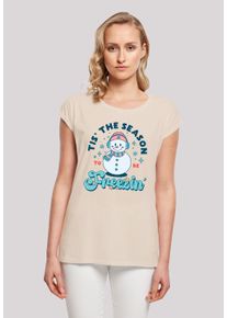 F4NT4STIC Damen T-Shirt "Tis The Season to Be Freezin Winter", weiß, casual, Gr. L, Obermaterial: 100% Baumwolle, Shirts, Premium Qualität