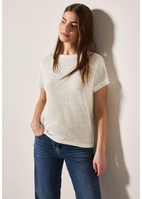 Cecil Damen T-Shirt, weiß, casual, Gr. M, unifarben, Strick, Obermaterial: 50% Baumwolle, 50% Polyester, Shirts, in luftiger Strick-Optik
