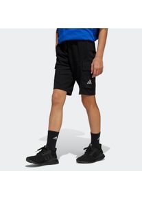Kinder Shorts "J SL FT C SH", schwarz-weiß, sportlich, Gr. 128, adidas Sportswear, Obermaterial: 52% Baumwolle, 48% Polyester, Hosen