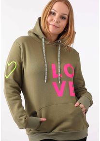 Zwillingsherz Damen Kapuzensweatshirt, grün, modisch, Gr. S, unifarben, Sweatware, Obermaterial: 50% Baumwolle, 50% Polyester, Sweatshirts, mit