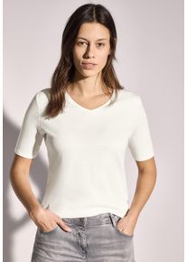 Cecil Damen T-Shirt, weiß, Basic, Gr. L, unifarben, Web, 100% Baumwolle, Shirts, aus reiner Baumwolle