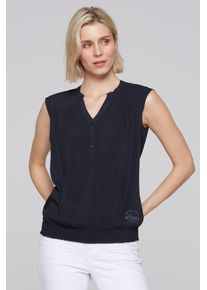 SOCCX Damen Schlupfbluse, grün, casual, Gr. XXXL, bedruckt, Glitzermuster, Material: 100% Viskose, Blusen, mit Gummizug