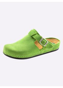 Damen Hausschuh, Gr. 42, grün, Rindsleder, Basic, Schuhe