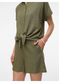 Véro Moda VERO MODA Damen Shorts "VMTHEA MW SHORTS WVN NOOS", grün, modisch, Gr. M, unifarben, Web, Obermaterial: 70% Viskose, 30% Leinen, Hosen