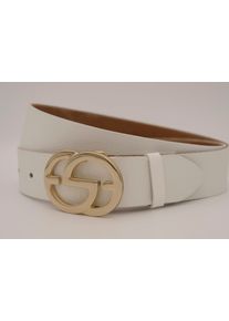 AnnaMatoni Damen Ledergürtel, weiß, casual, Gr. 100, unifarben, Rindsleder, Gürtel, mit goldener Schließe