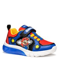 Geox Kinder Sneaker "J CIBERDRON BOY Blinkschuh", Gr. 24, blau, Textil, Synthetik, modisch, Schuhe, Retro Sneaker, Blinkschuh mit Super Mario Motiv