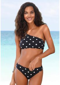 Lascana Damen Bikini-Hose "Jada", schwarz-weiß, Gr. 32, gepunktet, Polyamid, Badehosen, mit Muschelkante und Pünktchen