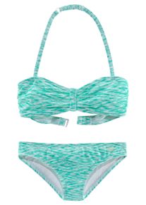Venice Beach Kinder Bandeau-Bikini, grün, Gr. 122, Melange-Effekt, Polyamid, Bikini-Sets, regulierbares Top, seitliche Stäbchen