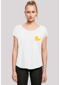 F4NT4STIC Damen T-Shirt "Yellow Rubber Duck LONG", weiß, casual, Gr. XS, Obermaterial: 100% Baumwolle, Shirts, Print