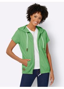 Casual Looks Damen Shirtjacke "Sweatjacke", grün, Gr. 40, unifarben, 100% Baumwolle, Shirts