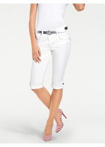 Heine Damen Caprijeans, weiß, Gr. 34, unifarben, 97% Baumwolle, 3% Elasthan, Miedereinsatz:15% Elasthan, 85% Polyamid, Jeans