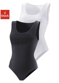 Vivance Damen Shirtbody, Gr. 32, schwarz-weiß, Obermaterial: 95% Baumwolle, 5% Elasthan, unifarben, Basic, Bodies, aus elastischer Baumwoll-Qualität