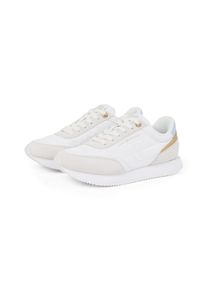Tommy Hilfiger Damen Plateausneaker "ESSENTIAL RUNNER", Gr. 37, weiß, Textil, Leder, Lederimitat, sportlich, Schuhe, Freizeitschuh, Halbschuh,
