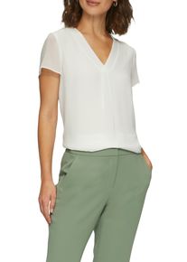 Damen Shirtbluse, weiß, casual, Gr. 42, s.Oliver BLACK LABEL, unifarben, Web, Obermaterial: 100% Polyester, Blusen, in Doppel-Layer-Optik und mit