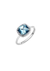 Diamonds by Ellen K. Damen Fingerring "375 Weißgold mit Blautopas (beh.) und Zirkonia weiß", 017 (53,5), 2,3 ct, Gold, weiß, FASCINATION BY ELLEN K., Gold, Fingerringe