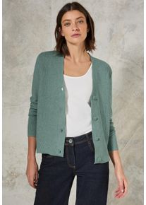 Cecil Damen Cardigan, grün, casual, Gr. XXL, unifarben, Web, 37% Baumwolle, 34% Polyacryl, 26% Polyester, 3% Elasthan, Strickjacken, mit V-Ausschnitt