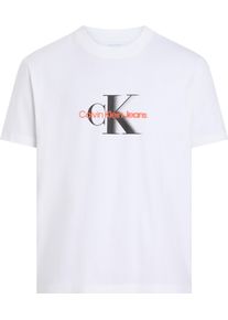 Herren T-Shirt "PLUS MONOLOGO SHIFT TEE", weiß, casual, Gr. 4XL, Calvin Klein Jeans Plus, unifarben, Single Jersey, Obermaterial: 100% Baumwolle,