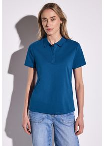 Street One Damen Poloshirt, blau, casual, Gr. 40, unifarben, Web, 97% Baumwolle, 3% Elasthan, Shirts, aus Baumwolle mit Stretchante