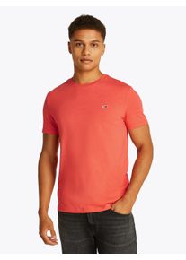 Tommy Jeans Herren T-Shirt "TJM XSLIM JASPE HTR TEE EXT"bright vermillion htr, Basic, Gr. S, meliert, Single Jersey, Obermaterial: 60% Baumwolle, 40%