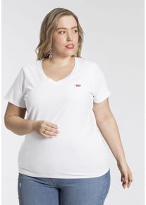 LEVI'S® PLUS LEVI'S PLUS Damen V-Shirt "V NECK TEE", weiß, casual, Gr. XXL, Jersey, Obermaterial: 100% Baumwolle, Shirts