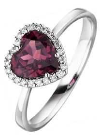 Jobo Damen Fingerring "Herz", 54, SI = kleine Einschlüsse, Weißgold 585-Diamanten, weiß, Weißgold 585, Diamanten, Fingerringe, 585 Weißgold mit
