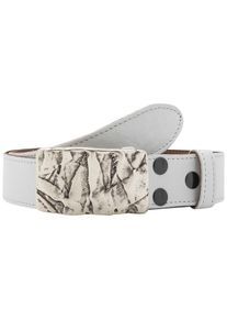 Damen Ledergürtel, weiß, casual,modisch, Gr. 95, RETTUNGSRING BY SHOWROOM 019, unifarben, Leder, Gürtel, mit austauschbarer Schließe »Felswand Silber«