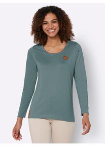 Casual Looks Damen Langarmshirt "Shirt", grün, Gr. 38, unifarben, gemustert, mehrfarbig, 50% Baumwolle, 50% Modal, Shirts