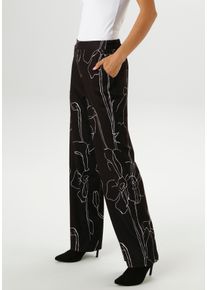Damen Schlupfhose, schwarz-weiß, modisch, Gr. 36, Aniston SELECTED, gemustert, bedruckt, Jersey, Obermaterial: 78% Polyester, 16% Viskose, 6%