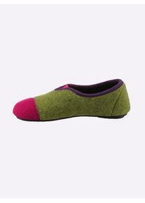 Damen Hausschuh, Gr. 38, grün, Textil, sportlich, Schuhe