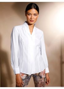 Damen Langarmbluse, weiß, Gr. 40, CREATION L PREMIUM, unifarben, 70% Viskose, 30% Seide, Blusen