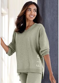 ELBSAND Damen Sweater, Gr. 36, grün, Feinstrick, Obermaterial: 50% Viskose (LENZING), 50% Polyester, unifarben, meliert, casual, Sweatshirts, aus